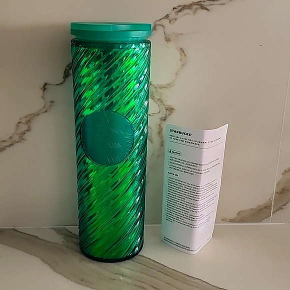 STARBUCKS SPILL PROOF EMERALD TALL THERMAL LINED CUP NEW UNUSED WITH PAPERWORK